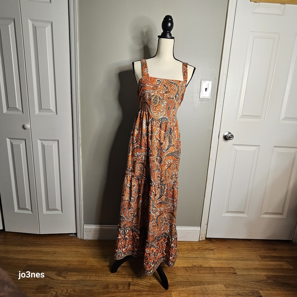 Orange Paisley Maxi Dress